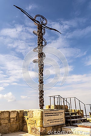 Mount Nebo, Jordan, March 2020: The Brazen Serpent Editorial Stock Photo