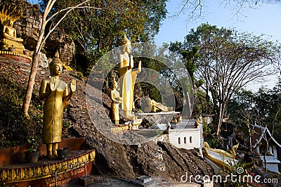 Mount Phousi Buddha Statues - Luang Prabang Stock Photo