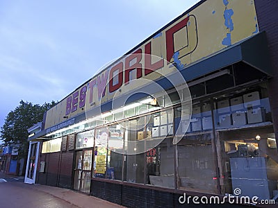 Mount Pleasant Super Market at Night in Washington DC Editorial Stock Photo