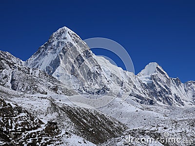 Mount Pumori in spring Stock Photo