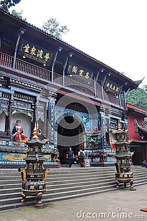 Mount Qingcheng Ciyunge Pavilion, Sichuan, China Editorial Stock Photo