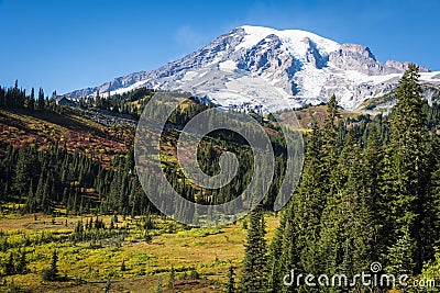 Mount Rainier in autumn Stock Photo