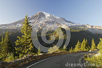 Mount Rainier from a mountain road Stock Photo