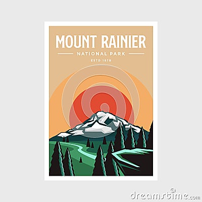 Mount Rainier National park poster illustration design Vector Illustration