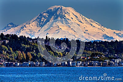 Mount Rainier Puget Sound North Seattle Washington Stock Photo