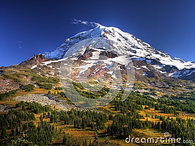 Mount Rainier and Spray Park Stock Photo