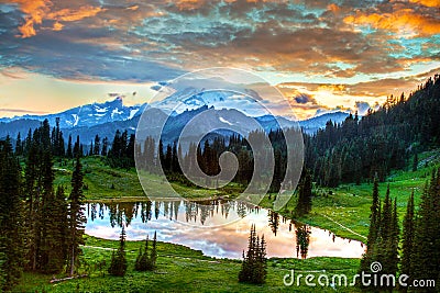 Mount Rainier Twilight Stock Photo