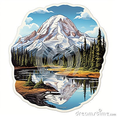 Mount Rainier Vinyl Decal - Detailed And Realistic Sticker Stock Photo