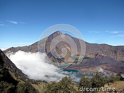 Mount Rinjani volcano Stock Photo