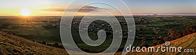 Panoramic view from Mt Rouse Lookout at sunset, Penhurst, Victoria, Australia, Stock Photo