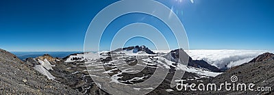 Mount ruapehu crater lake in summer with light snow Stock Photo