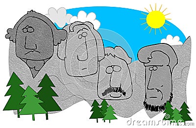 Mount Rushmore Cartoon Illustration