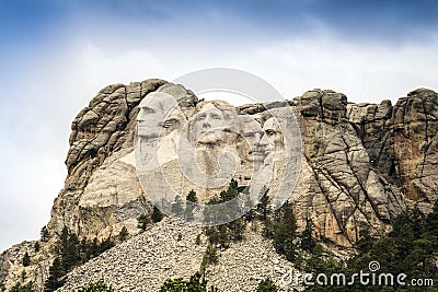 Mount Rushmore National Memorial Park in South Dakota, USA. Sculptures of former U.S. presidents. Stock Photo