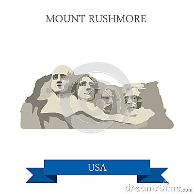 Mount Rushmore National Memorial South Dakota Unit Vector Illustration