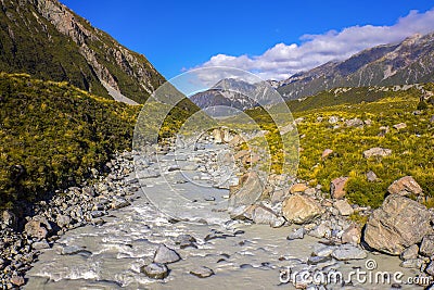 Mount Tasman Valleys , Aoraki Mt Cook national park Southern Alp Stock Photo