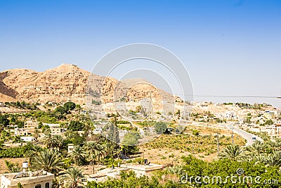 Mount of Temptation next to Jericho - place where Jesus was temp Stock Photo
