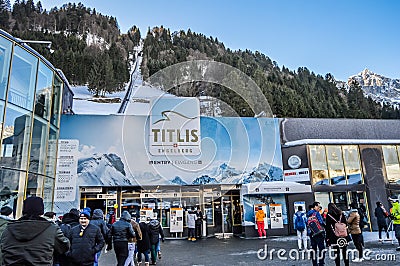 Mount Titlis snowy landscape in swiss Switzerland Editorial Stock Photo