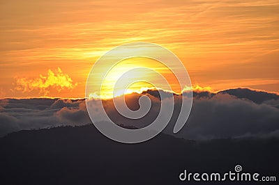 Mount Ulap, mt Ulap, Cordilleras Philippines, Sunrise at dawn, Ampucao mountain ranges, Ampucao, Itogon, Benguet, Philippines Stock Photo