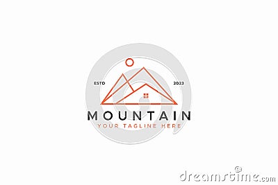 Real Estate and Property Housing at Mountain Hill Logo Concept Vector Illustration