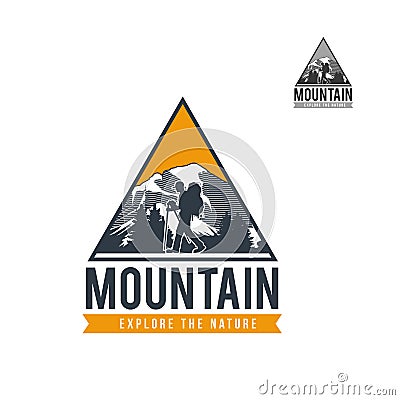 Mountain Adventure Expedition Logo Design Stock Photo