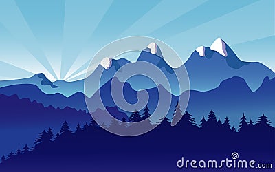 Mountain Alpine Landscape Vector Illustration