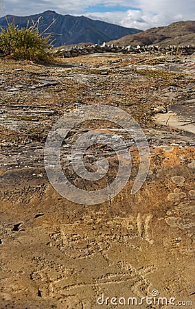 Petroglyphs Of The Altai Mountains Editorial Stock Photo