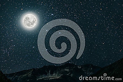 backgrounds night sky with stars and moon and clouds Stock Photo