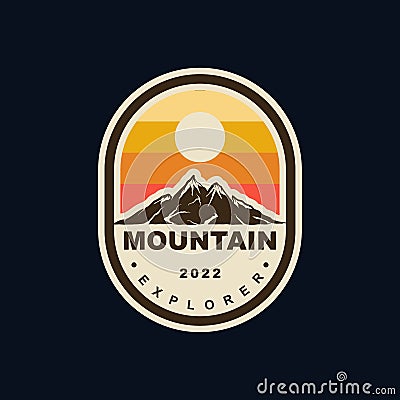 Mountain badge emblem logo template for T shirt Vector Illustration