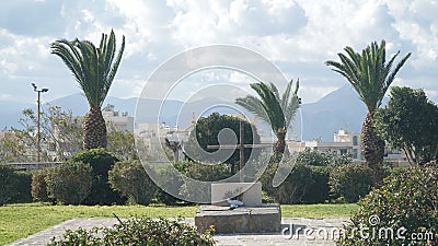 Mountain and Beach landscapes in Heraklion City on Crete Island with yachts and boats in Greece. Editorial Stock Photo