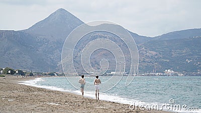 Mountain and Beach landscapes in Heraklion City on Crete Island with yachts and boats in Greece. Editorial Stock Photo