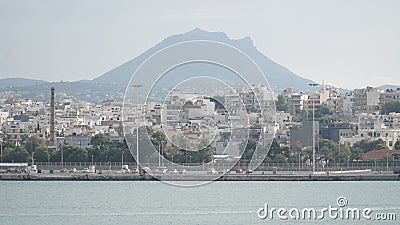 Mountain and Beach landscapes in Heraklion City on Crete Island with yachts and boats in Greece. Editorial Stock Photo