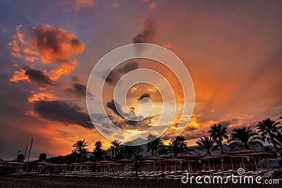 Mountain beach sunset Stock Photo