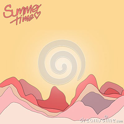 Mountain beautiful background design illustration ,summer idea concept. Cartoon Illustration