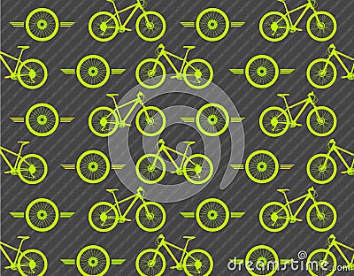 Mountain Bicycle and wheel vector set collage with Vibrant fluorescent green and gray colors Vector Illustration