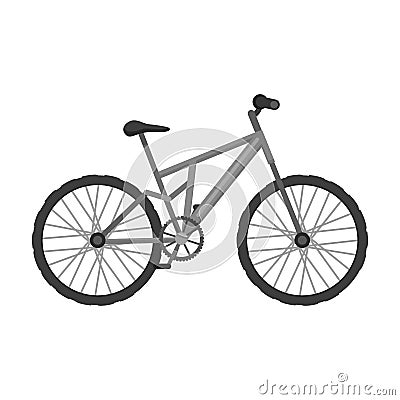 Mountain bike. Cycling downhill from the mountains.Different Bicycle single icon in monochrome style vector symbol stock Vector Illustration