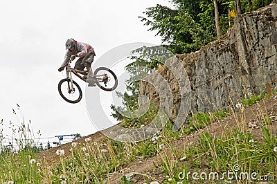 Mountain bike jumping Stock Photo