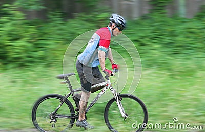 Mountain bike racer Stock Photo