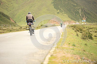 Mountain bike rides tibet, china - Stock Image Editorial Stock Photo