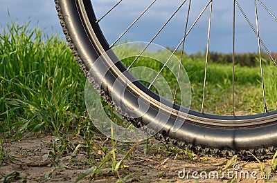 Mountain bike wheel Stock Photo