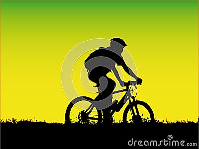 Mountain biker girl Vector Illustration