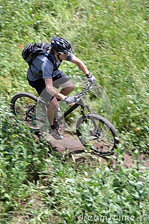 mountain biker motion Stock Photo