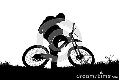 Mountain biker silhouette Vector Illustration