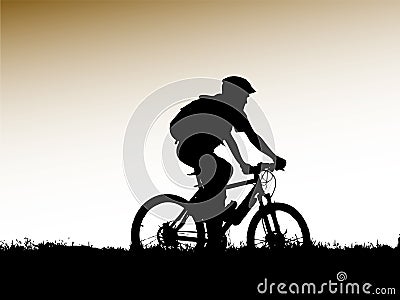 Mountain biker silhouette Vector Illustration