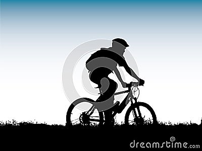 Mountain biker silhouette Vector Illustration