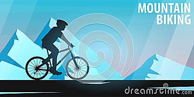 Mountain biking. Downhill bike. Sport banner, active lifestyle. Vector illustration. Vector Illustration