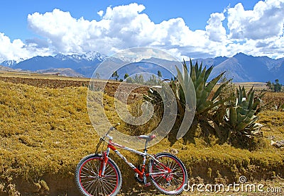 Mountain biking in Sacred Valley, Peru Stock Photo