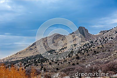 Mountain with Blue Sky and Clouds Stock Photo