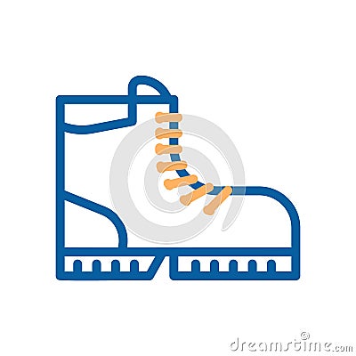 Mountain boots thin line icon. Vector illustration. Hiking or mi Vector Illustration