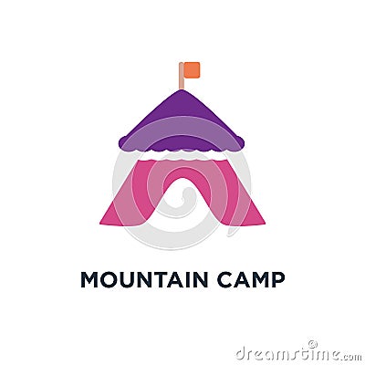 mountain camp icon. fire flame, campfire sign concept symbol des Vector Illustration