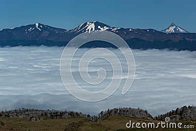 mountain range and volcanoes Stock Photo